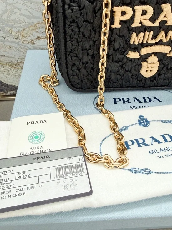 New! Prada Raffia Crochet Black Crossbody Shoulder Bag - Picture 13 of 14